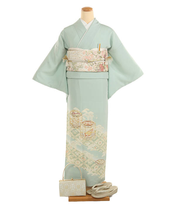 色留袖レンタル｜水色に貝桶