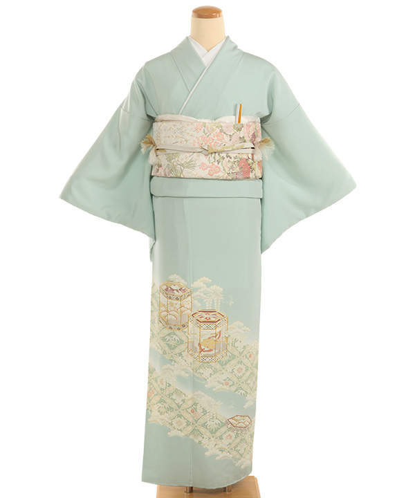 色留袖レンタル｜水色に貝桶