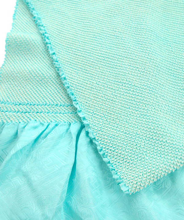 正絹　振り袖フルセット小物付き➕着付け用小物 正絹振袖レンタル】 80016 セレストブルー吉祥束ね熨斗正絹