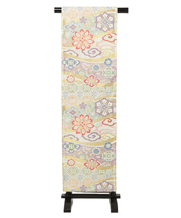 袋帯　幾何学模様　花菱　小花　ブラウン　着物　021t 小物レンタル】袋帯 唐花 花菱 OO014 ※送料¥2,000※｜きもの