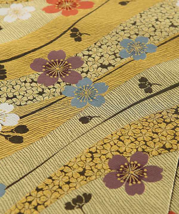 小物レンタル】袋帯 桜 黒金 OO023 ※送料¥2,000※｜きものレンタリエ