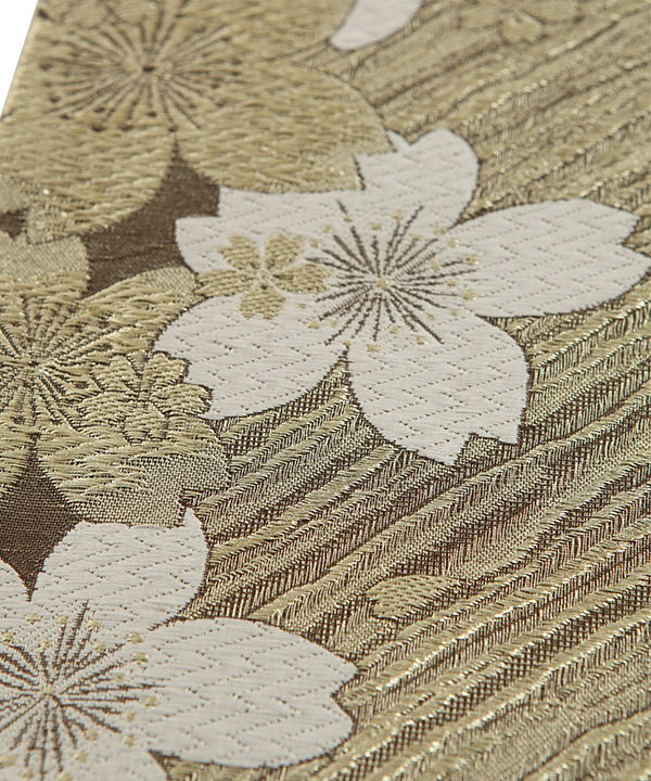小物レンタル】袋帯 花々 シャンパンゴールド OO026 ※送料¥2,000