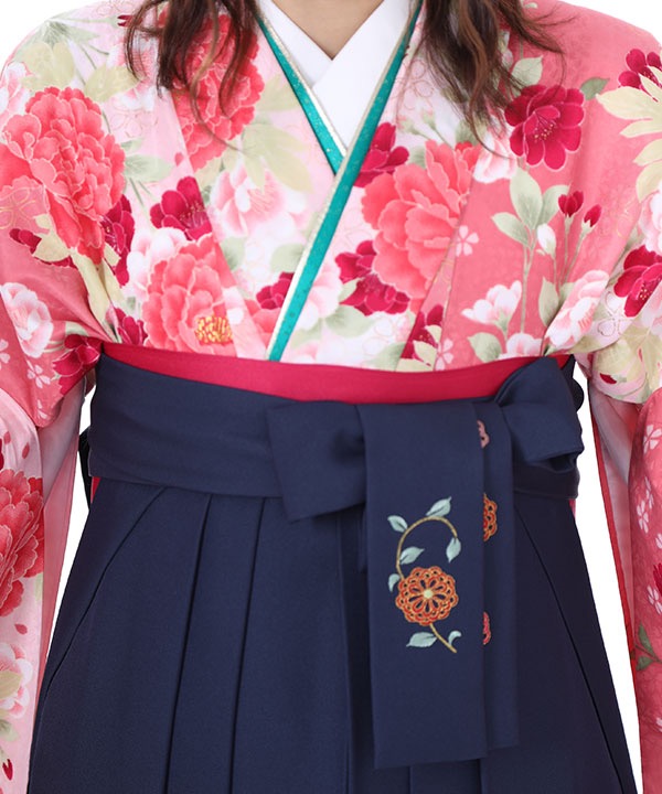 2尺袖 ポリエステル着物 牡丹 桜 袴用 2尺袖 ポリエステル着物 牡丹 桜 袴用