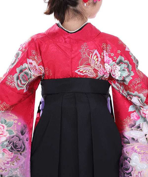 nikimama❣着物リメイク　オレンジ薔薇柄ブラウス＆黒留袖コート 楽天市場】【成人式 振袖 レンタル】RS1077 正絹 赤 薔薇と蝶