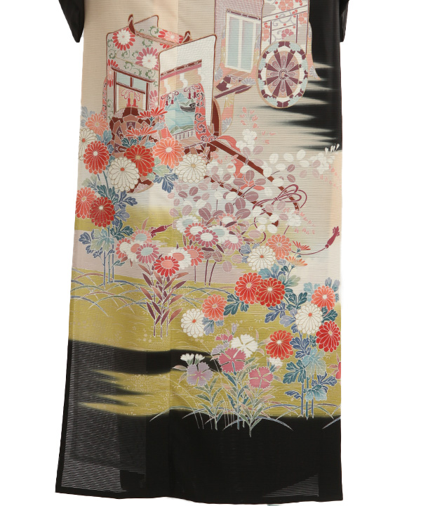 絽 黒留袖レンタル(夏用)｜菊と御所車｜T0075｜M｜宅配着物