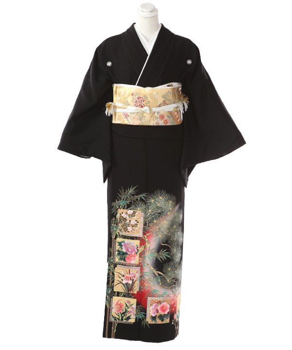 黒留袖レンタル｜T0085｜L｜宅配着物レンタル・一式フルセット｜黒留袖