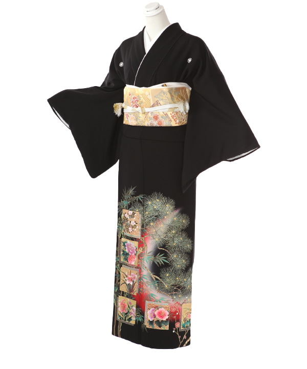 着物リメイク用 黒留袖8枚セット まとめ売り P-9 新作☆黒留袖のフード付ジャケット☆ Kanata着物リメイク☆鳳凰