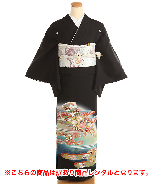 黒留袖風 縮緬工房 留袖風京都手描き和柄ドレスセット (M〜L) をレンタル