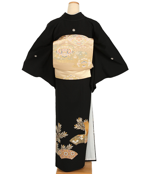 シンプルな鶴の刺繍 黒留袖 正絹1回着用