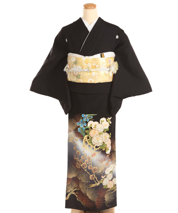 黒留袖レンタル｜関芳 花籠松｜T0172｜M｜宅配着物レンタル・一式フル