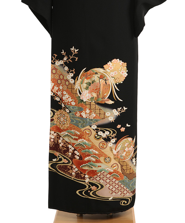 黒留袖レンタル｜鳳凰と花丸紋