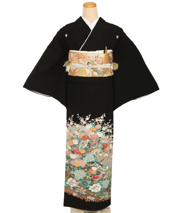 黒留袖レンタル｜加賀友禅 紫陽花に鴛鴦