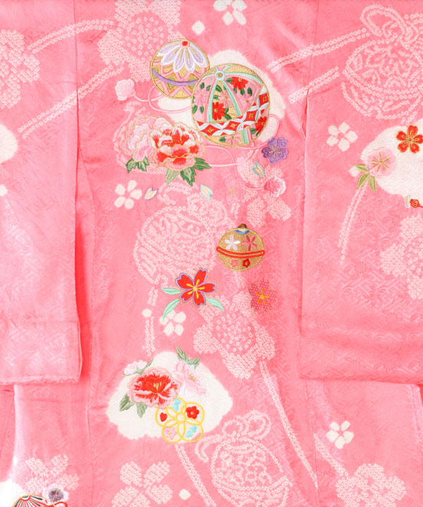【新品未使用】豪華総絞り 総刺繍 正絹 お宮参り 産着 長襦袢付 ピンク お宮参り 着物 女の子 日本製 正絹 総刺繍 絞り柄 赤ちゃんの
