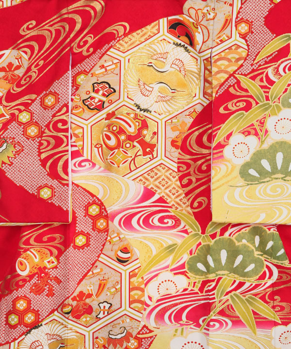 お宮参り産着レンタル 女の子｜薄黄緑に桜鈴