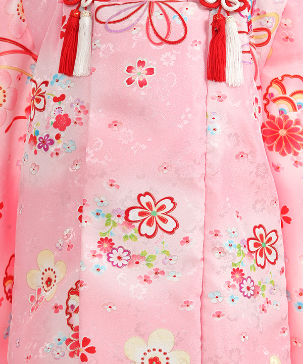 七五三(三歳女の子)着物レンタル｜桜に薬玉柄ピンク色着物×ピンク色