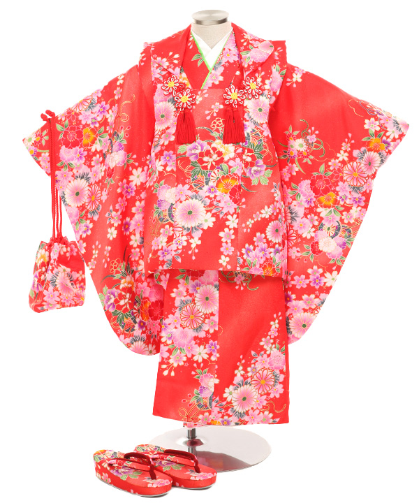 赤い花柄の七五三着物 七五三用 赤 花柄 着物 - メルカリ