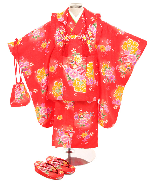 七五三　7歳女の子着物　桜　紅葉 七五三 着物 レンタル 7歳 女の子 【乙葉 藤色桜紅葉手鞠紐】 7