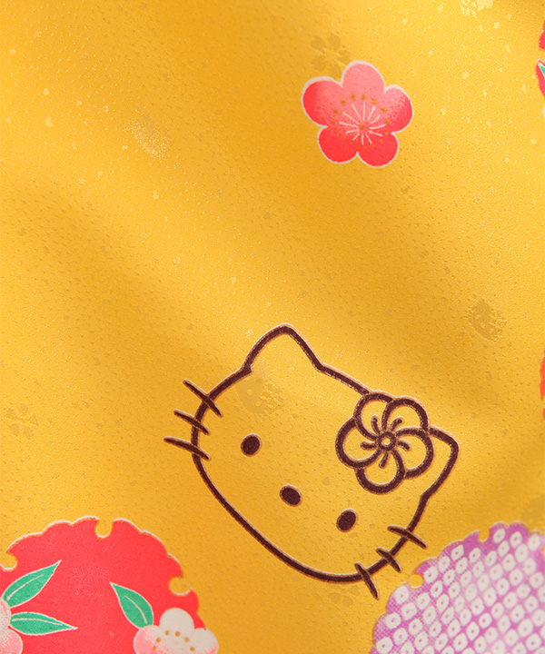 七五三(三歳女の子)着物レンタル｜キティちゃん柄黄色着物×白被布｜W-G