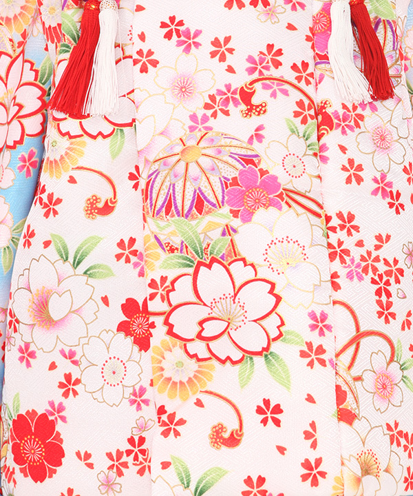 【専用 3~5歳お着物美品】鞠 桜など華やかな柄 七五三着物 七五三 着物 7歳 四つ身 単品 女の子 着付けマニュアル付き